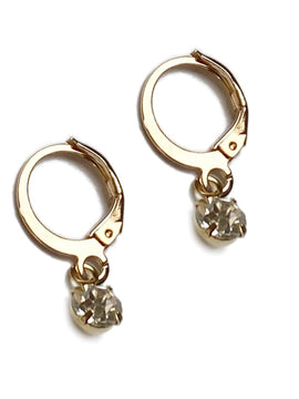 Minimalist Gold Mini Crystal Rhinestone Dangle Earrings