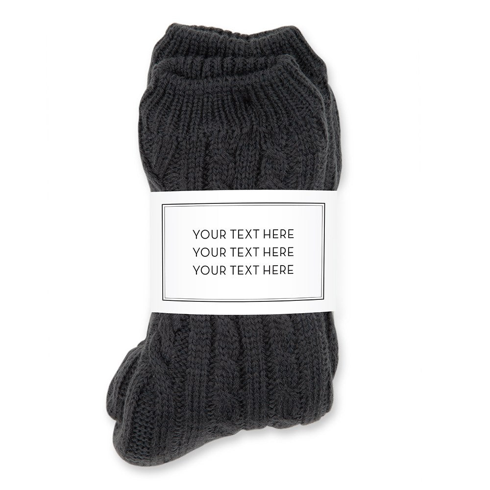 Personalized Cozy Sherpa Lined Cable Knit Slipper Socks - Custom Text - NKIN
