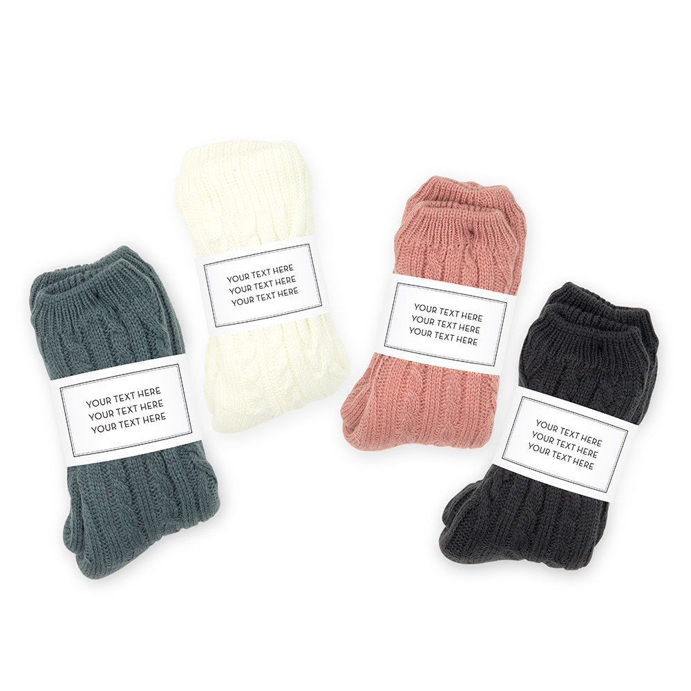 Personalized Cozy Sherpa Lined Cable Knit Slipper Socks - Custom Text - NKIN