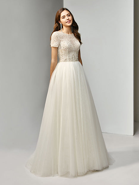 Enzoani Short Sleeve A Line (Size 14) - NKIN