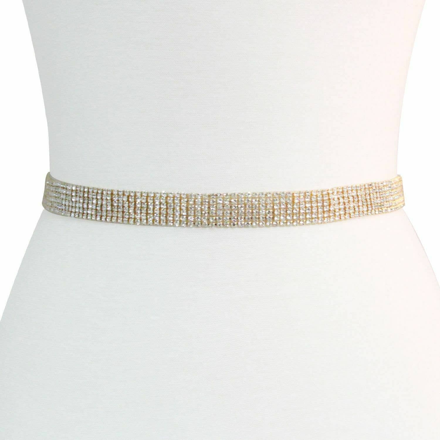 Gold & Clear Rhinestone Bridal Wedding Belt