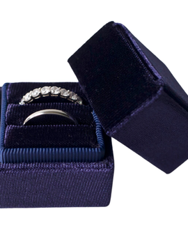 ROYAL BLUE Square Velvet Ring Box - Double Slot