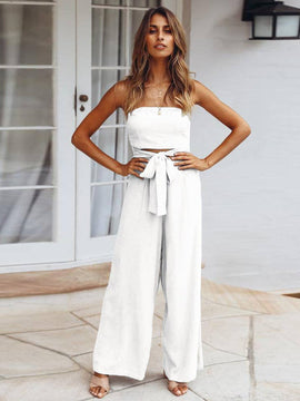 Beach Cover Up - White Jumpsuit