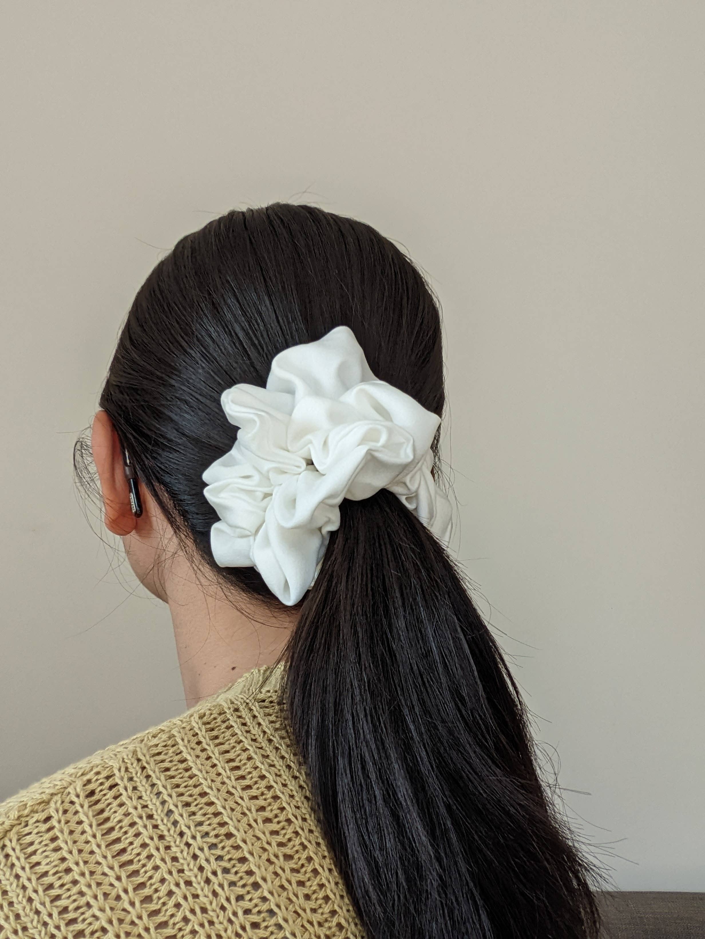 White Bridal Silk Scrunchie