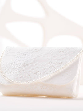 Ivory Lace Pearl Handle Hand Bag