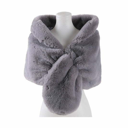 Grey Faux Fur Winter Wedding Wrap