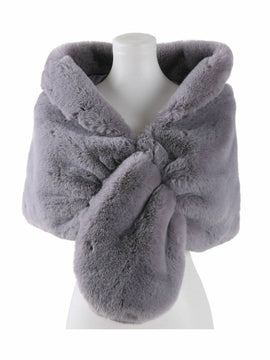 Grey Faux Fur Winter Wedding Wrap