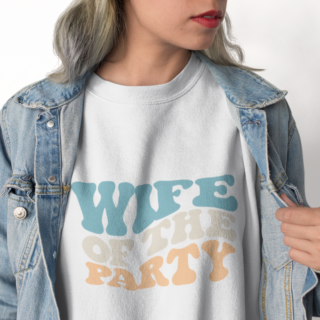 A young woman wearing a white crewneck with 