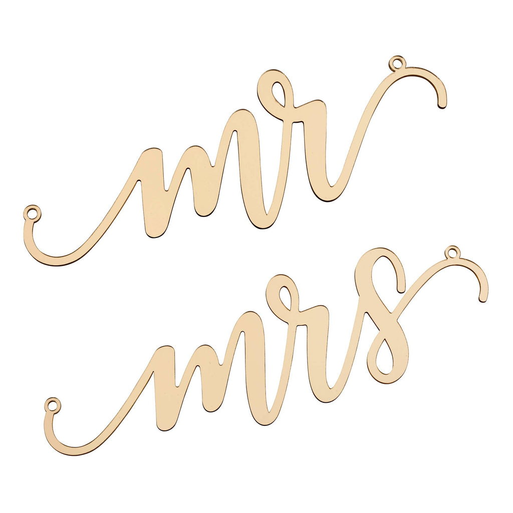 Gold Laser Cut Mr and Mrs Chair Signs - NKIN