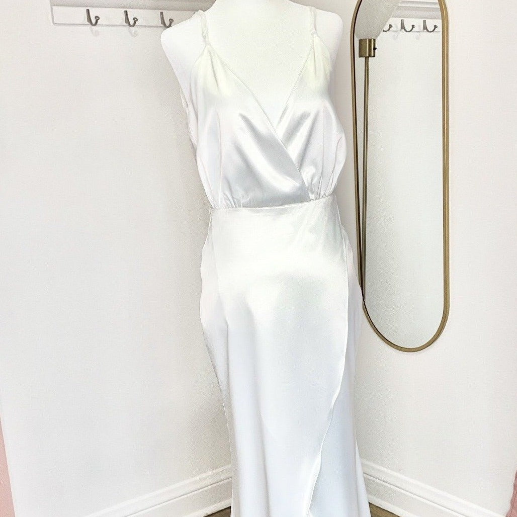 Little White Satin Dress Gemma Ivory (S,M,L,XL,2XL) - NKIN
