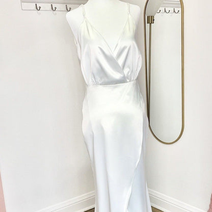 Little White Satin Dress Gemma Ivory (S,M,L,XL,2XL) - NKIN