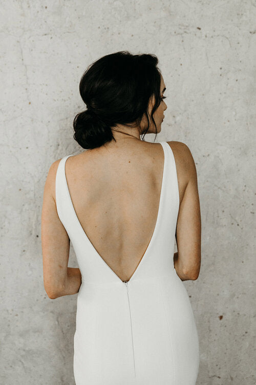 Avery by Alyssa Kristin in a bridal size 8 - back view.