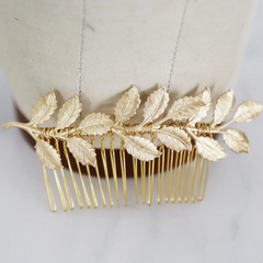 Gold leave bridal comb 