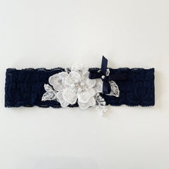 Navy Blue Lace Garter with simple detailing - NKIN