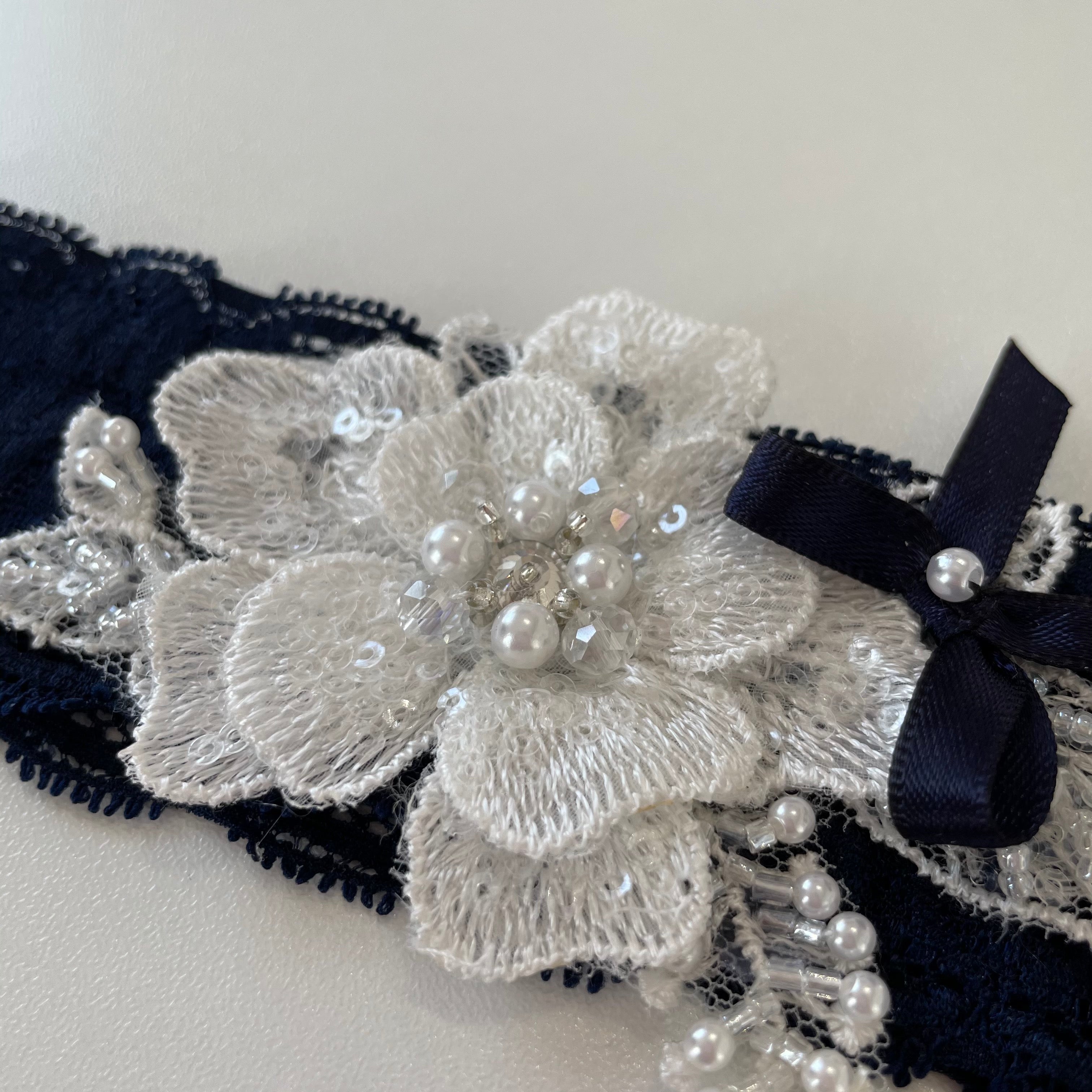 Navy Blue Lace Garter with simple detailing - NKIN