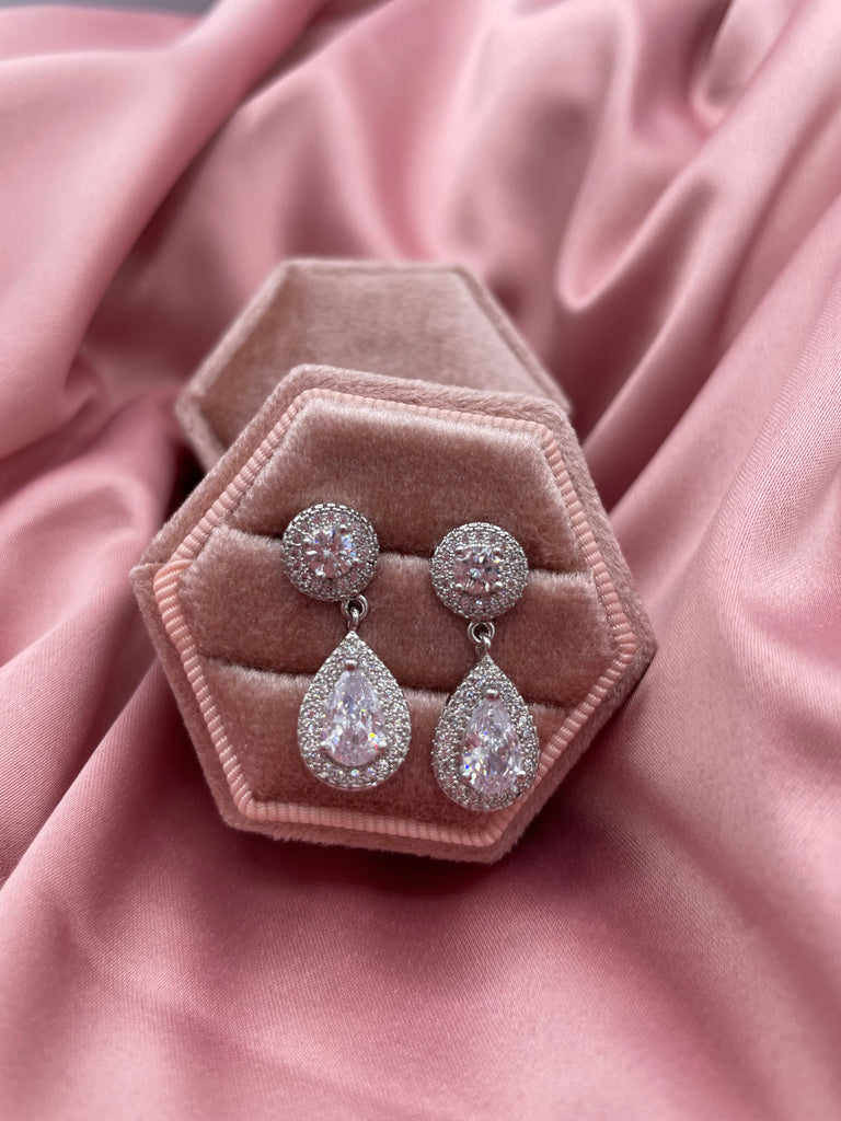 Mini Tear Drop Crystal Bridal Earrings - NKIN