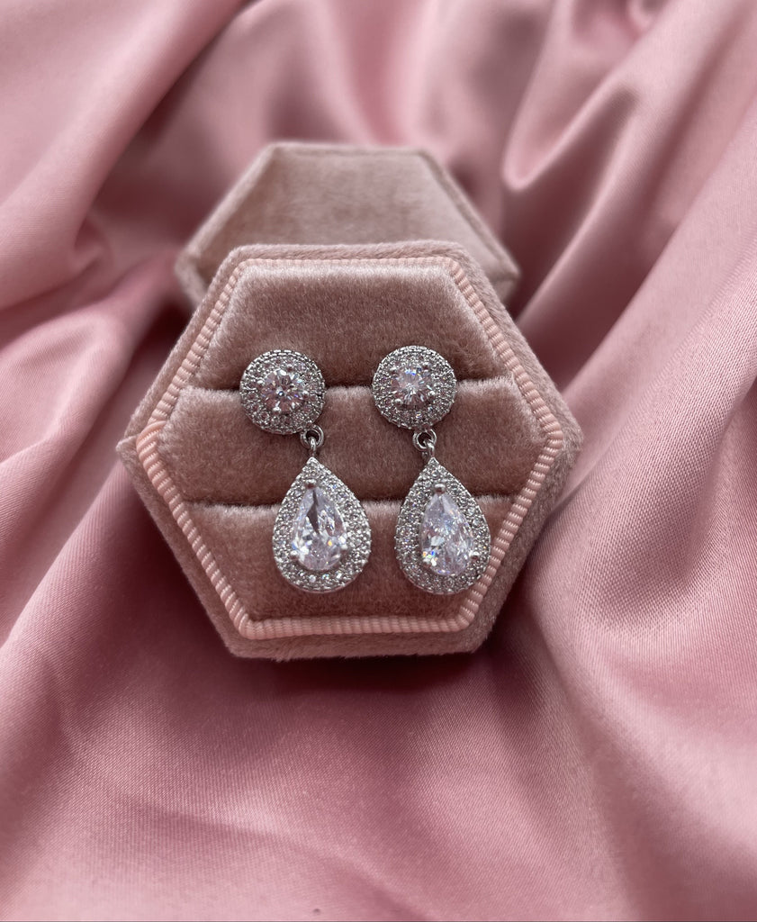 Mini Tear Drop Crystal Bridal Earrings - NKIN