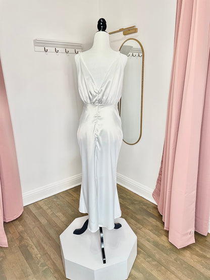 Little White Satin Dress Gemma Ivory (S,M,L,XL,2XL) - NKIN