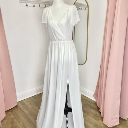 Little White Chiffon Dress Nora Ivory (S,M,L,XL,2XL) - NKIN