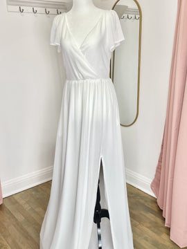 Little White Chiffon Dress Nora Ivory (S,M,L,XL,2XL)