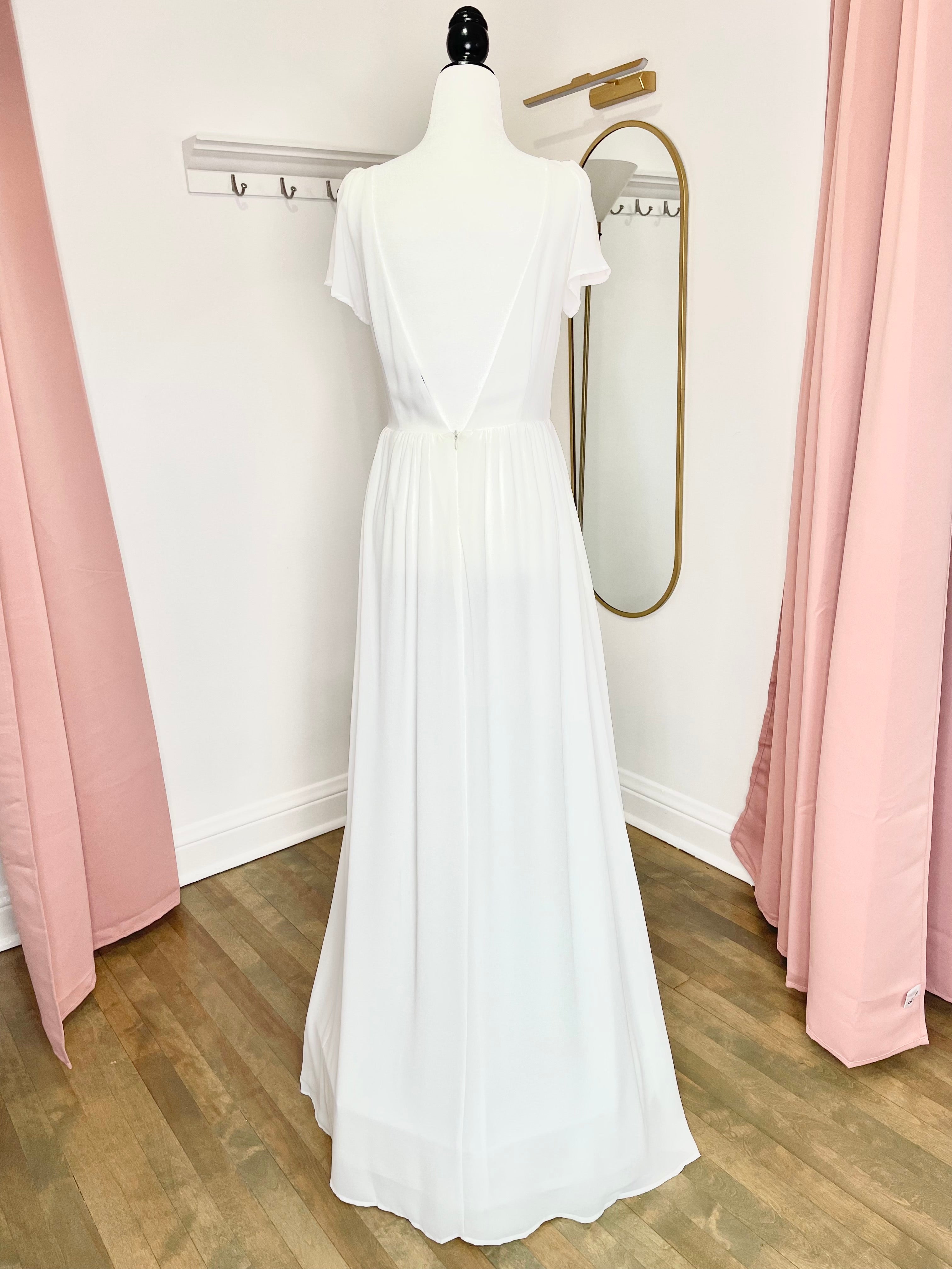 Little White Chiffon Dress Nora Ivory (S,M,L,XL,2XL) - NKIN