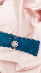 Navy Lace with Circle Jewels Garter - NKIN
