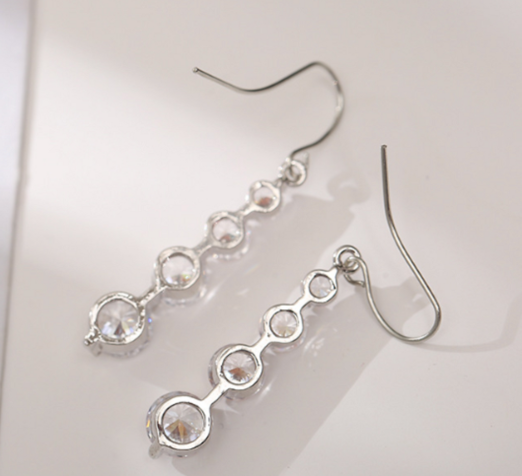 Crystal four tier drop earrings - NKIN