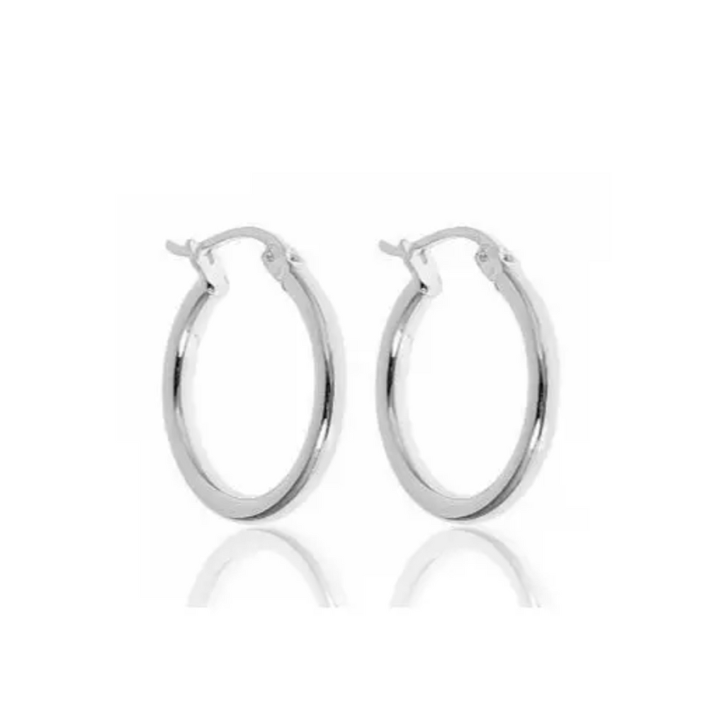 Sterling Silver 20MM French Lock Hoop Earrings - NKIN