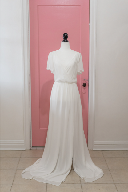 Little White Chiffon Dress Nora Ivory (S,M,L,XL,2XL) - NKIN