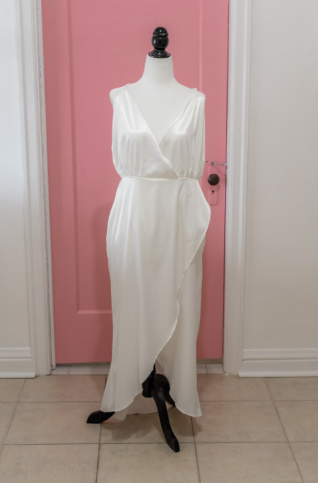 Little White Satin Dress Gemma Ivory (S,M,L,XL,2XL) - NKIN