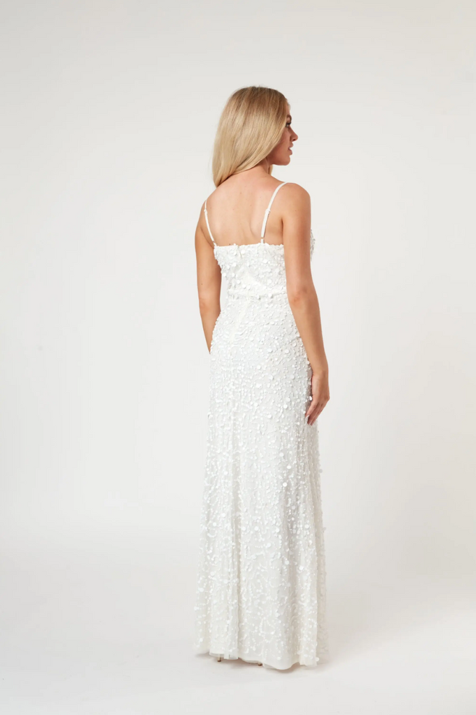 The "Olivia" Sequin Embellished Reception Wedding Dress - NKIN