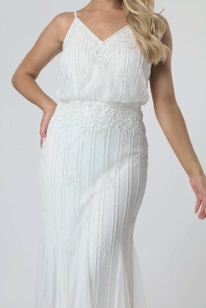 The "Kourtney" Embroidered Applique Vintage Inspired White Dress - NKIN