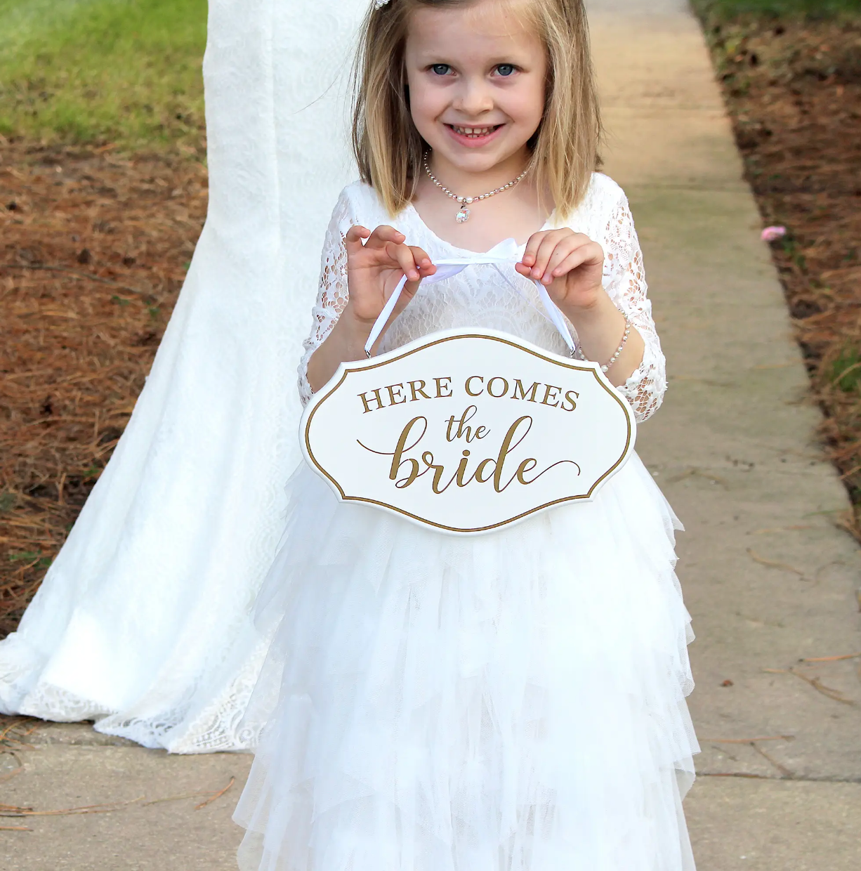 Bride and flower clearance girl