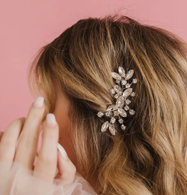 Crystal Silver Medium Alice Bridal Hair Comb - NKIN