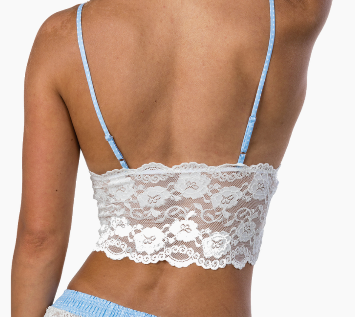 Ivory Lace Camisole w/ Blue Polka Dots