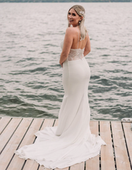 Minimalist Crepe & Lace by Rachel Joy Bridal (Size 14)