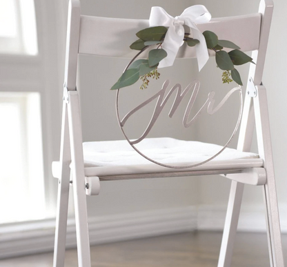 Mr & Mrs Gold or Silver Chair Signs