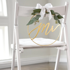 Mr & Mrs Gold or Silver Chair Signs