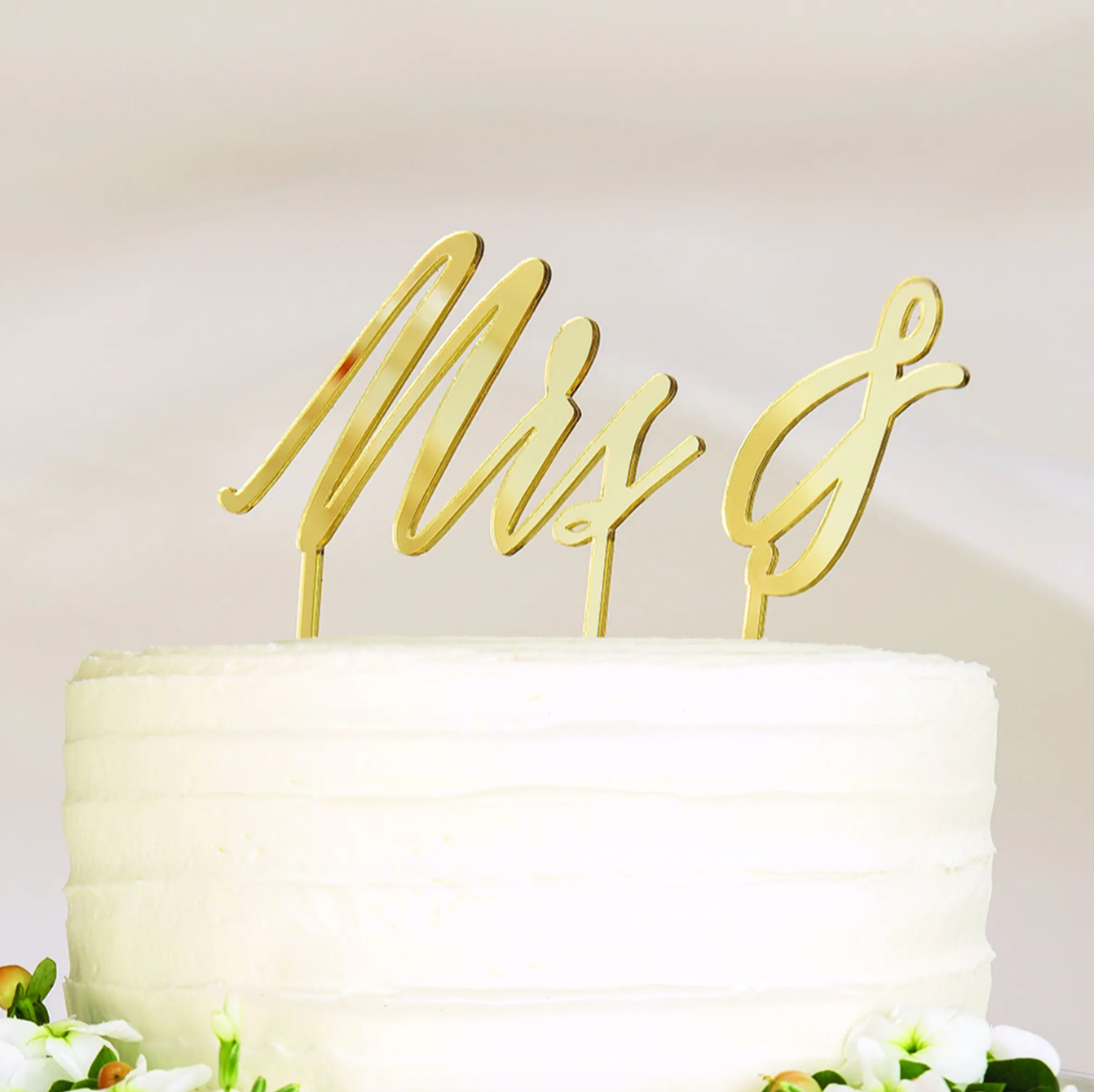 Mr & Mrs Cake Topper-Gold