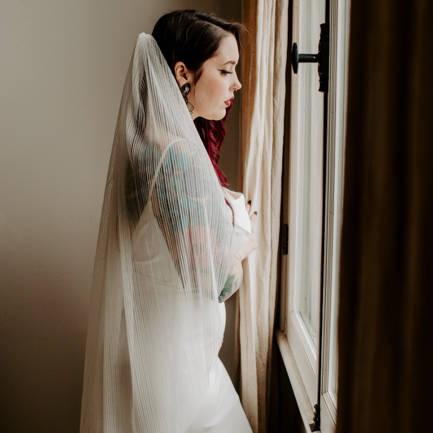 Pleated Light Ivory Accordion Veil