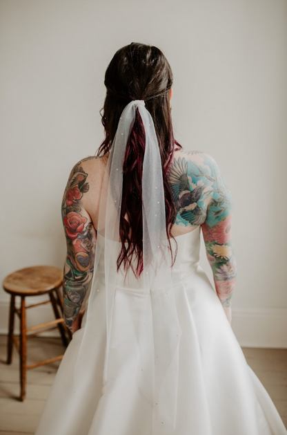 Soft Crystal Veil Hair Tie For Ponytail or Bun