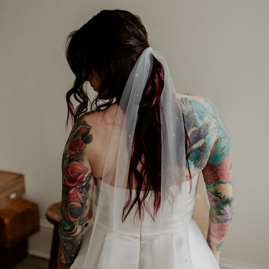 Soft Crystal Veil Hair Tie For Ponytail or Bun