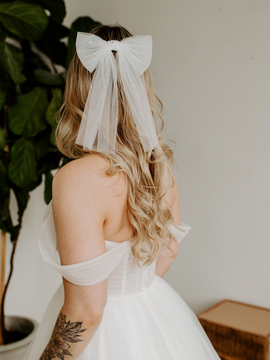 Soft Beaded Crystal Veil Hair Bow