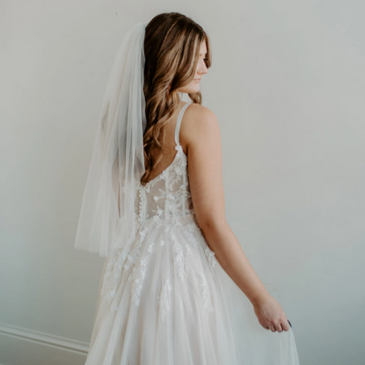 Waist Length Raw Edge Veil