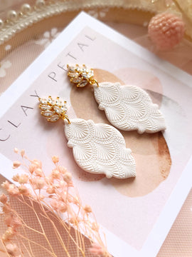 The Ava Bridal Collection White and Gold Clay Earrings