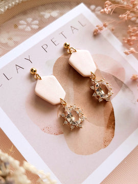 The Harper Pink and Gold Sunrise Clay Earrings