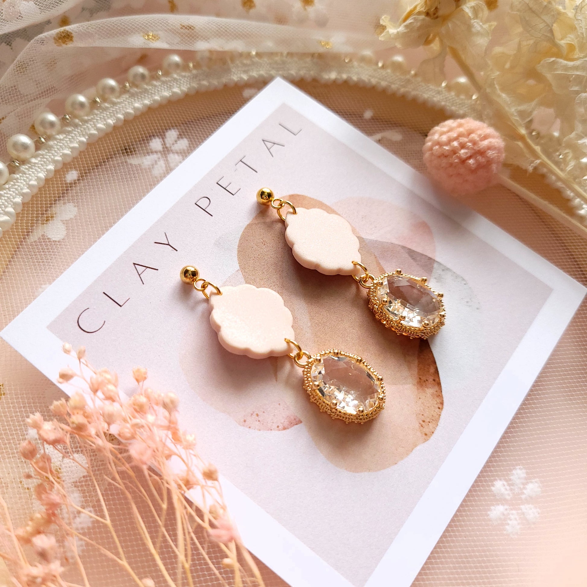 The Seraphina Pink Teardrop Clay Earrings - NKIN