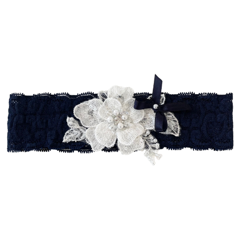Navy Blue Lace Garter with simple detailing - NKIN