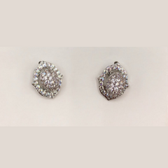 Oval Crystal Stud Earrings - NKIN