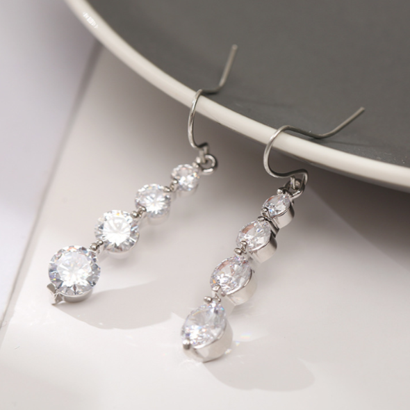 Crystal four tier drop earrings - NKIN